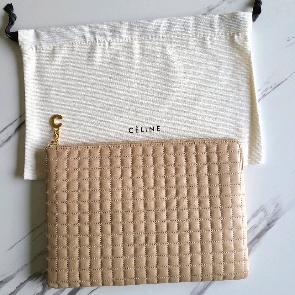 NEW - CÉLINE - C Charm Pouch - Quilted - Nude